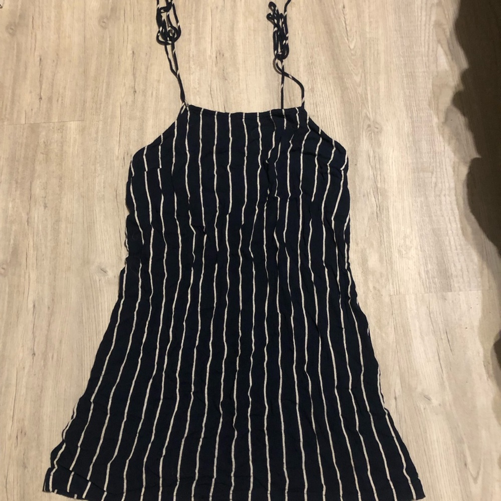 Billabong Loose Cover Dress Adjustable Straps Navy Stripe Small